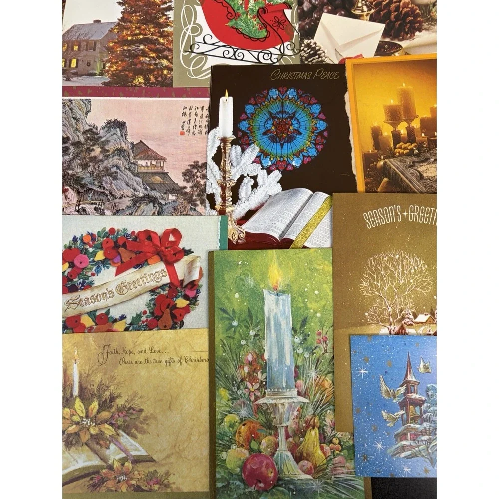 Vintage Christmas Cards Fronts ONLY Traditional Scrapbooking Decoupage Lot 50+